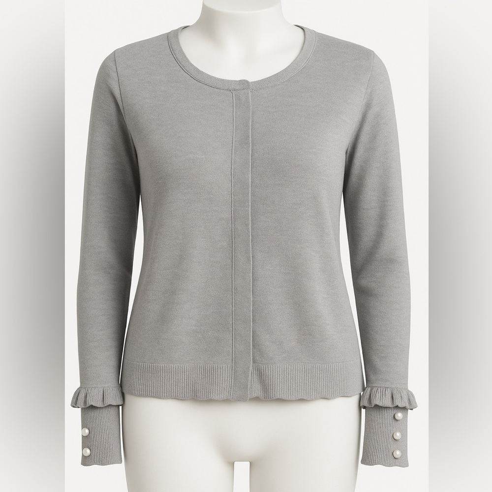 Christopher & Banks Light‎ Gray Buttoned Cardigan Size XL